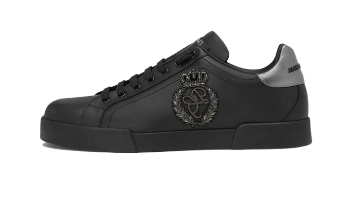 Dolce & Gabbana Calfskin nappa Portofino sneakers with crown patch Black