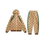 GUCCI Neutral Jumbo GG Zip Jacket