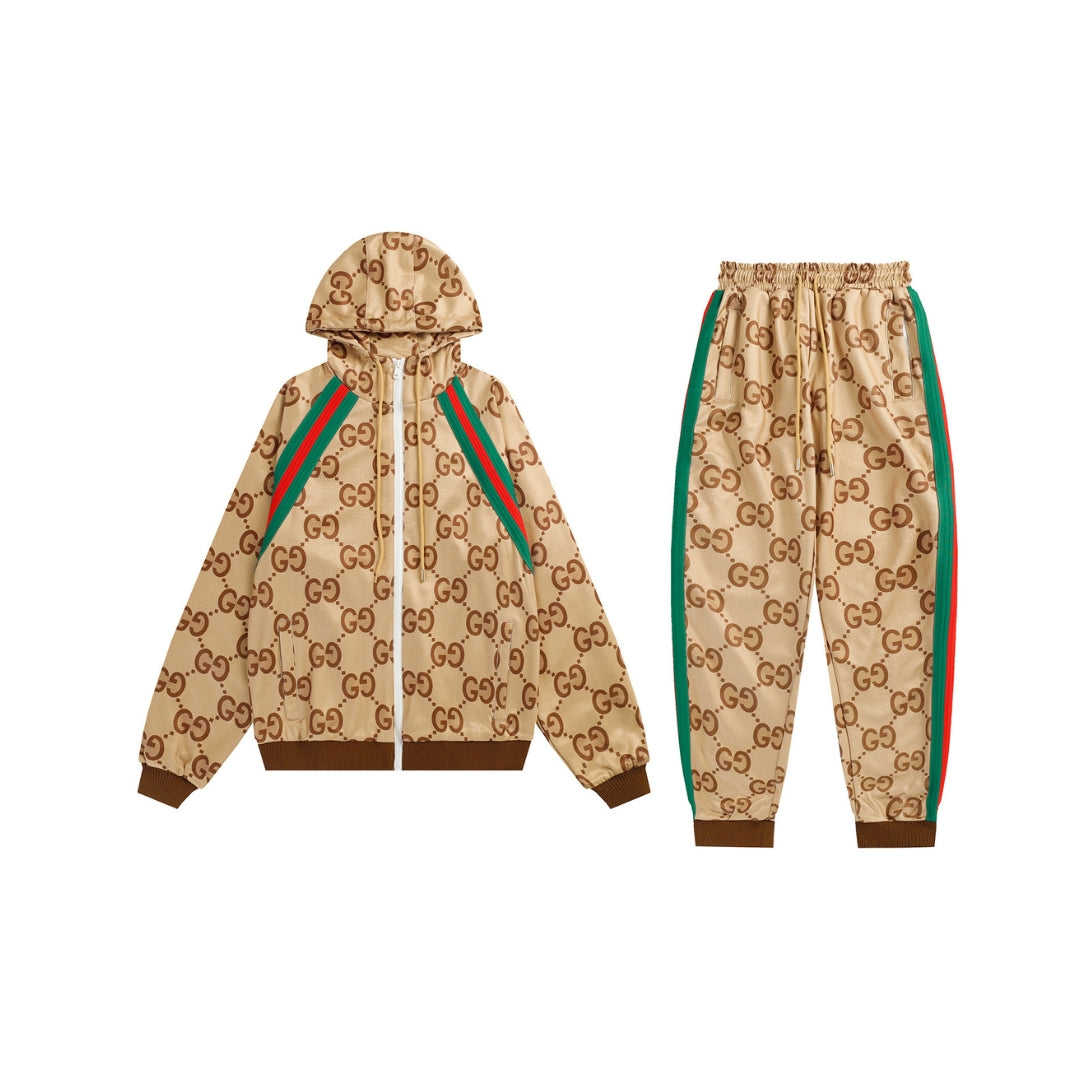 GUCCI Neutral Jumbo GG Zip Jacket
