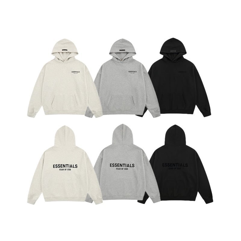 ESSENTIALS printed drop-shoulder hooded