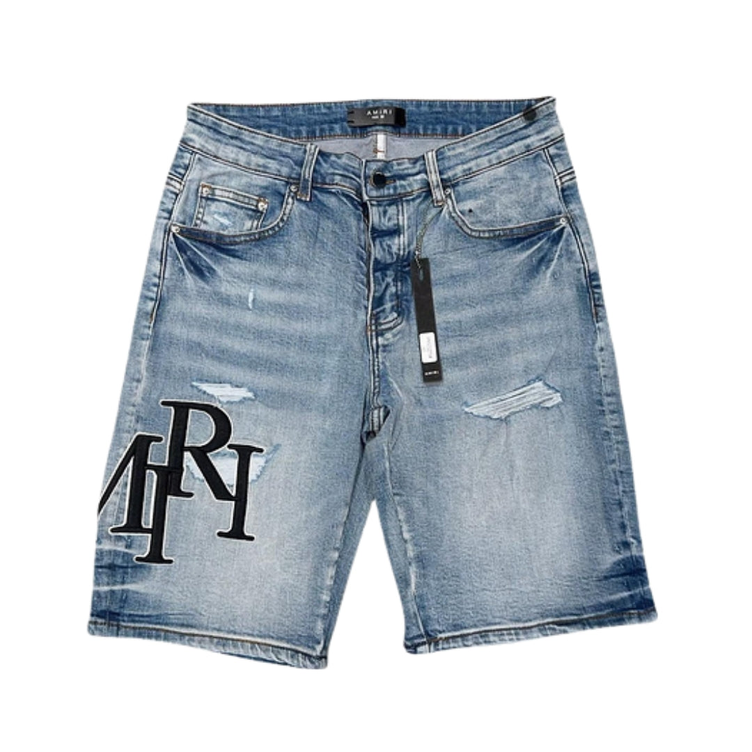 Amiri Logo Sfalsato Blu Pantaloncini