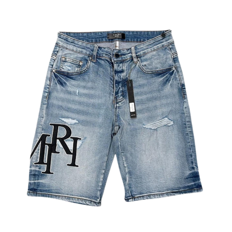 Amiri Logo Sfalsato Blu Pantaloncini