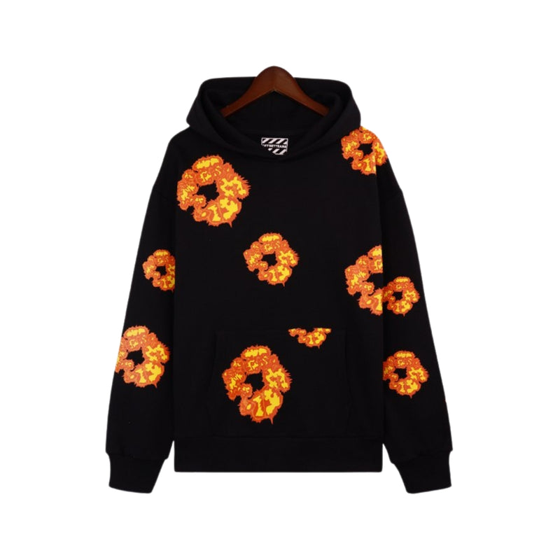 DENIM TEARS Hoodie Floral Print Black
