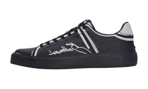 Balmain Trainer B-Court in vitello stampato