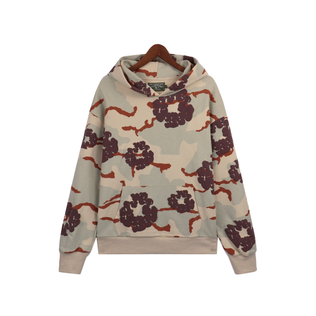 DENIM TEARS Kapok Cotton Ring Hoodie Apricot Camouflage