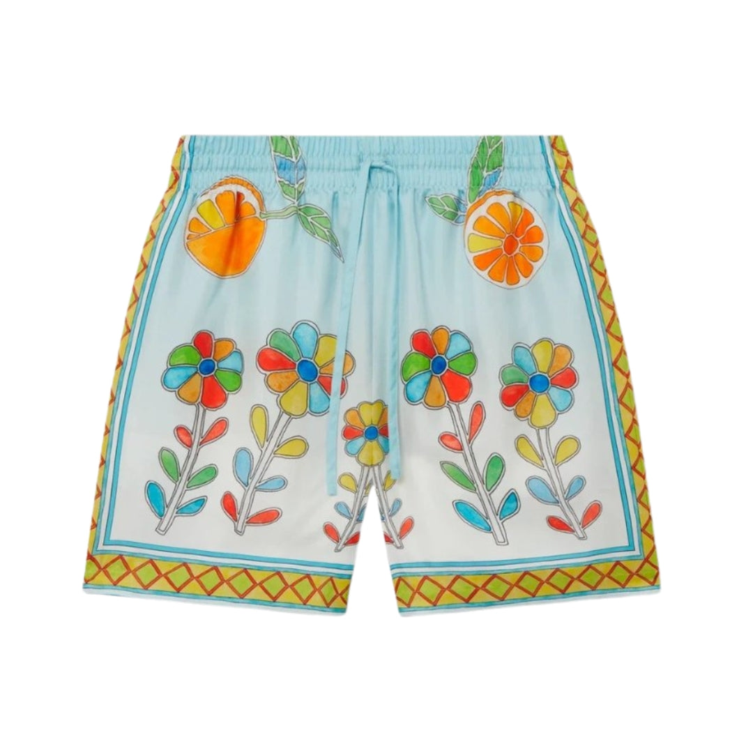 Casablanca Yoruba Flowers Silk Shorts
