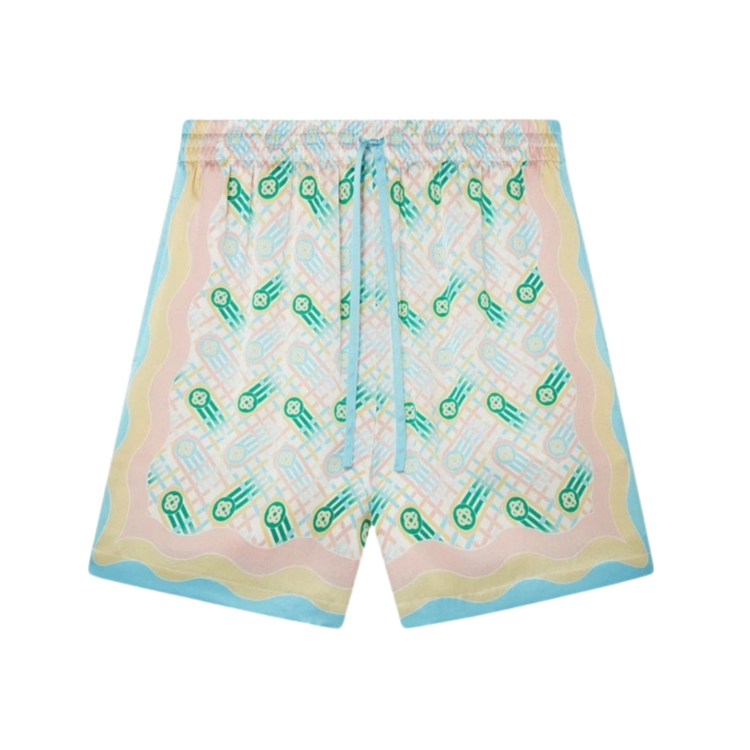Casablanca Silk Shorts With Ping Pong Print