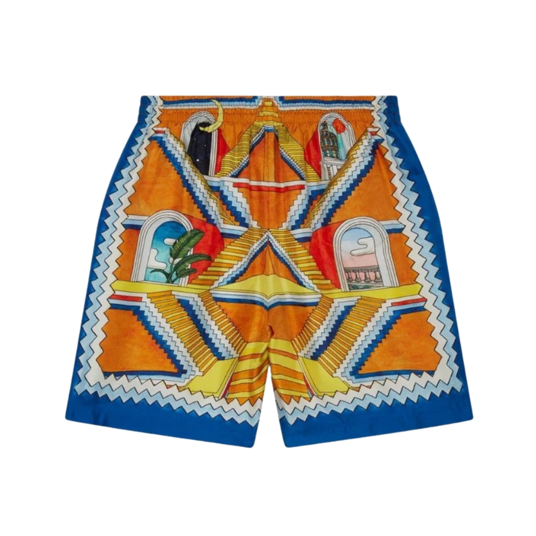 Casablanca Graphics Print Silk Shorts