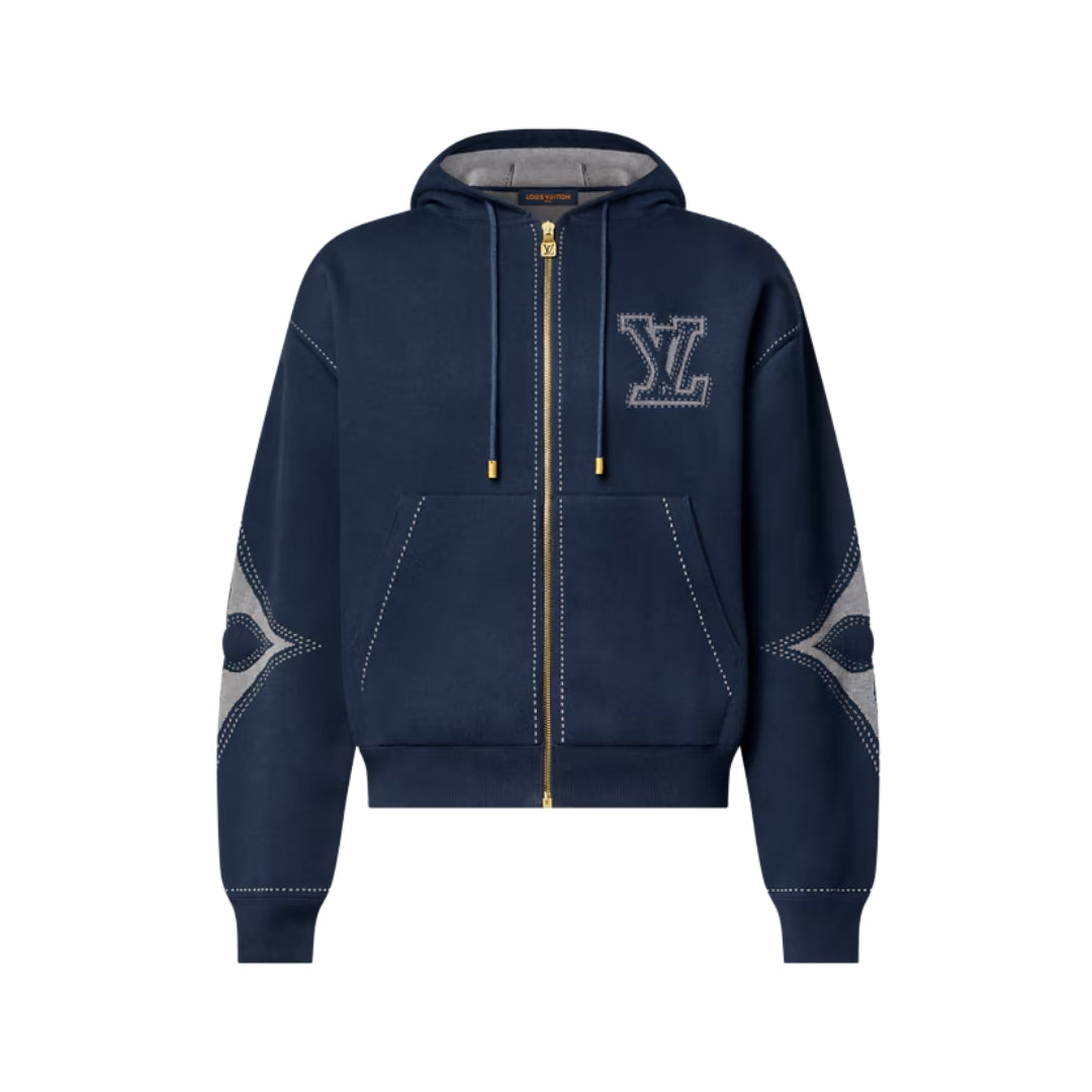 LOUIS VUITTON Felpa con zip in cotone a intarsio grafico