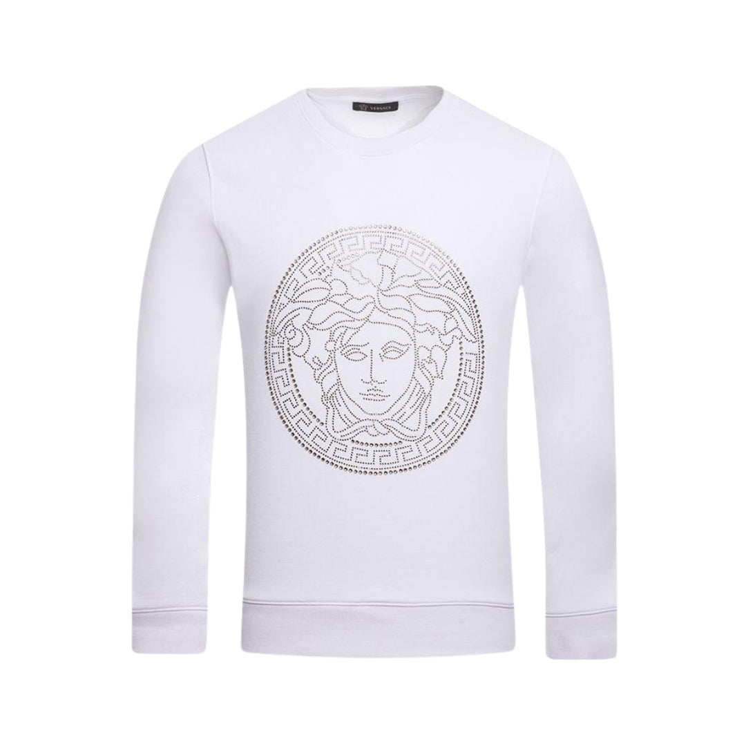 VERSACE Girocollo Ricamato Bianco