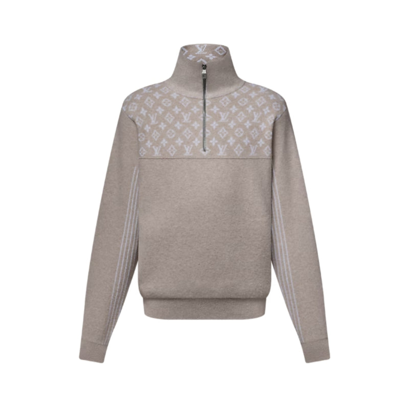 LOUIS VUITTON Pullover lana coste con mezza zip