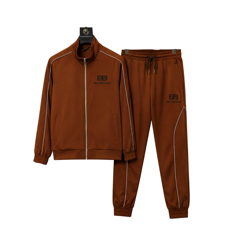 BALENCIAGA Tuta Marrone Con Loghi BB Neri