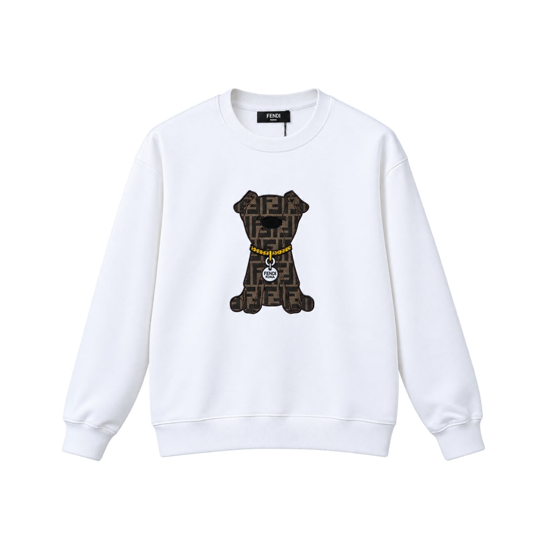 FENDI Lana con Motivo Cane in Bianco