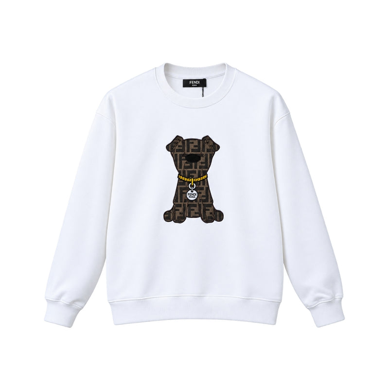 FENDI Lana con Motivo Cane in Bianco