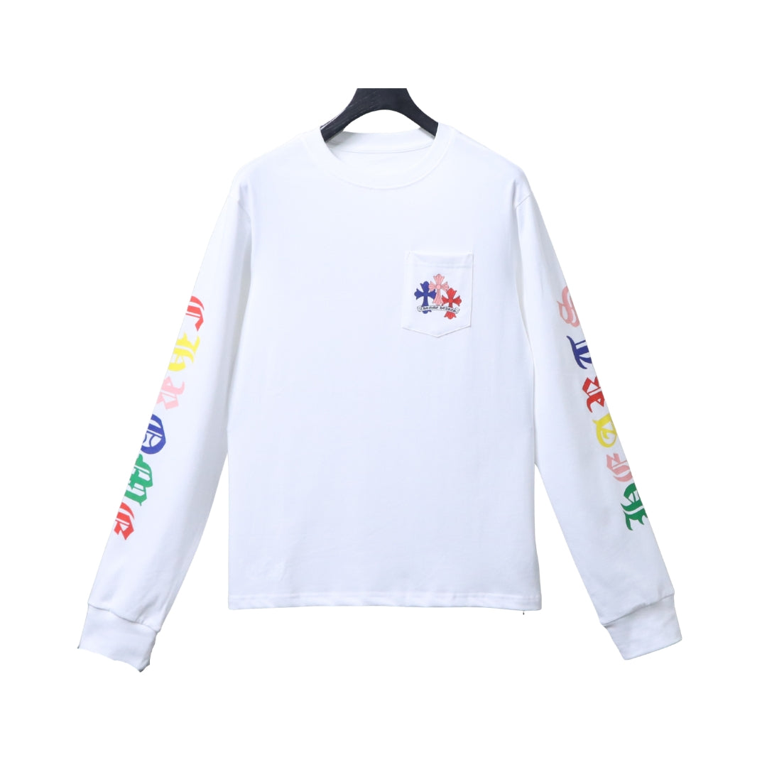 CHROME HEARTS Maglia Bianca con Croci Multicolore