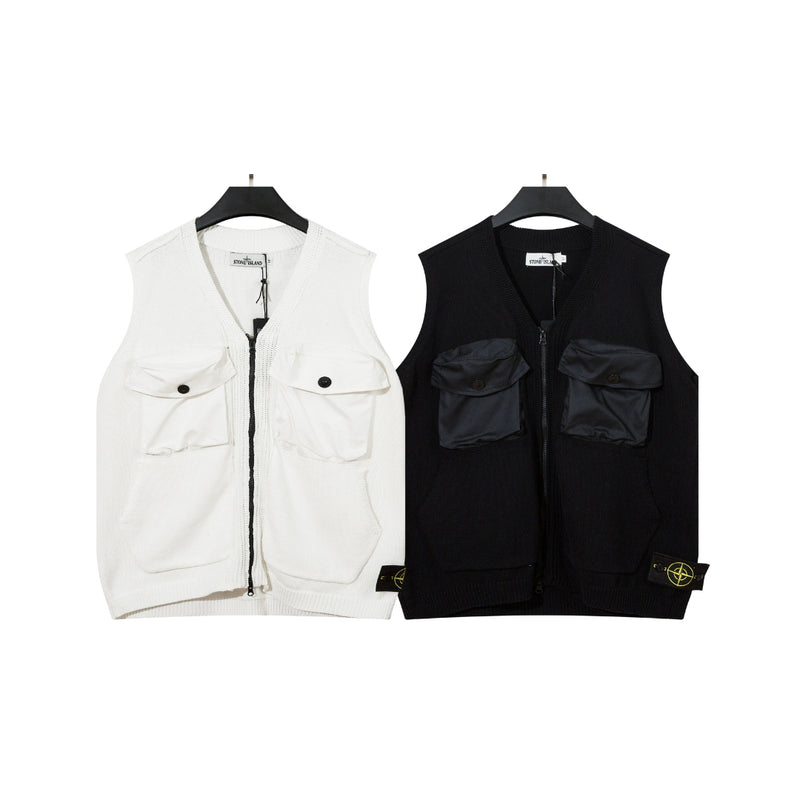 STONE ISLAND Black Crinkled Vest