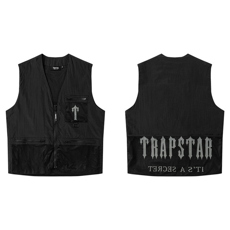 TRAPSTAR Irongate Black Mesh Pocket Vest