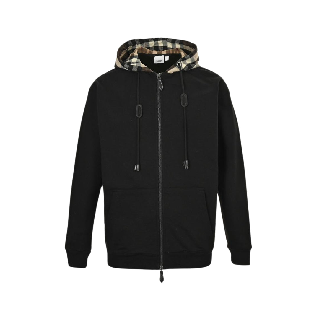 BURBERRY Check Hood Cotton blend Zip Hoodie