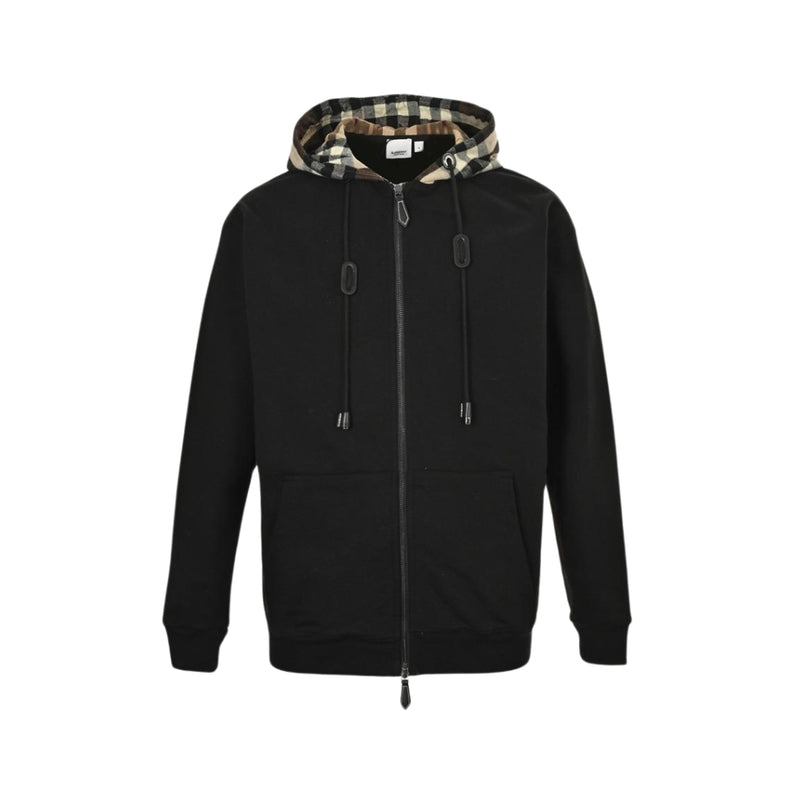 BURBERRY Check Hood Cotton blend Zip Hoodie