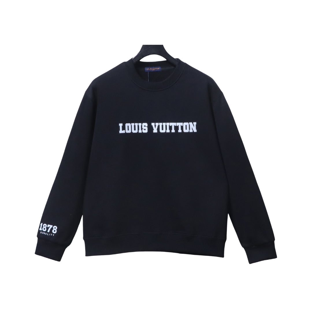 LOUIS VUITTON Felpa Nera con Logo Bianco 1878