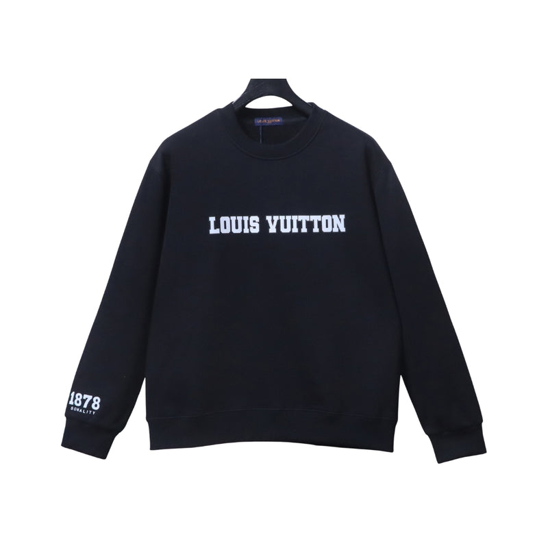 LOUIS VUITTON Felpa Nera con Logo Bianco 1878