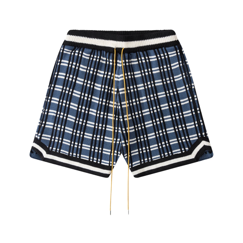 Rhude Stitching Wool Drawstring Shorts Blue
