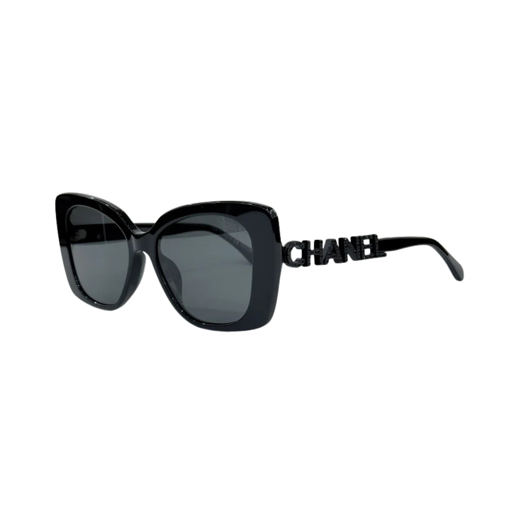 CHANEL Occhiali Da Sole Quadrati Con Strass Neri