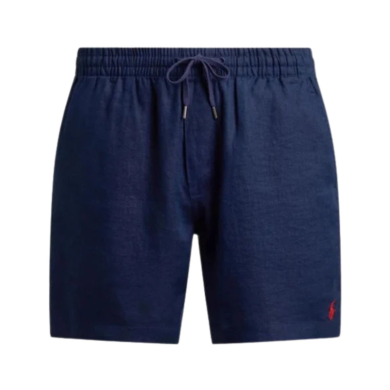 Ralph Lauren Pantaloncini In Lino Blu Con Coulisse