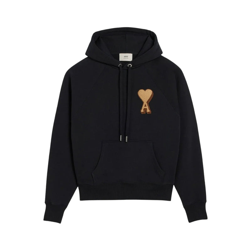 AMI PARIS Felpa Nera con Logo Ricamato