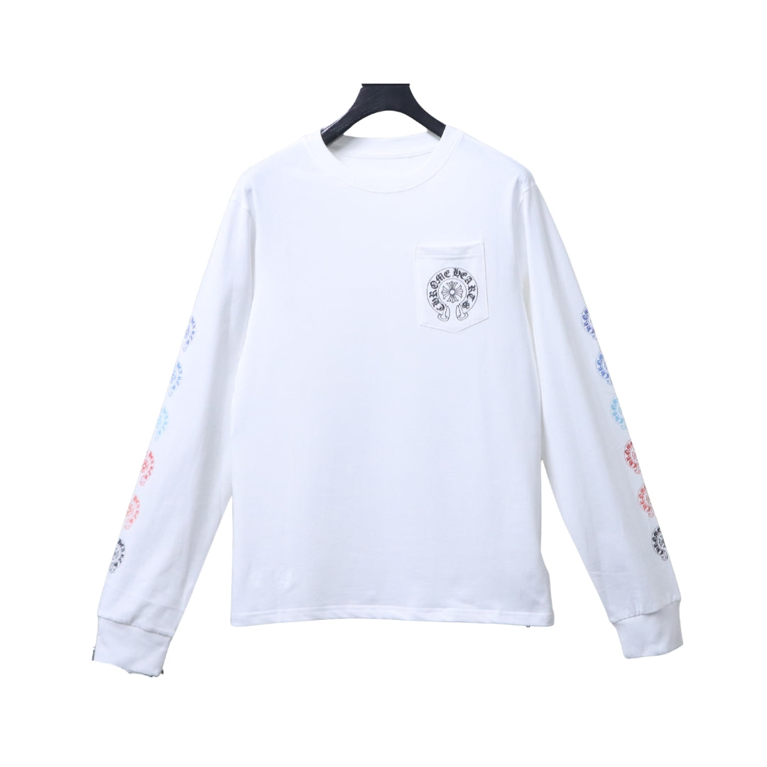 CHROME HEARTS Maglia Bianca con Logo Multicolore