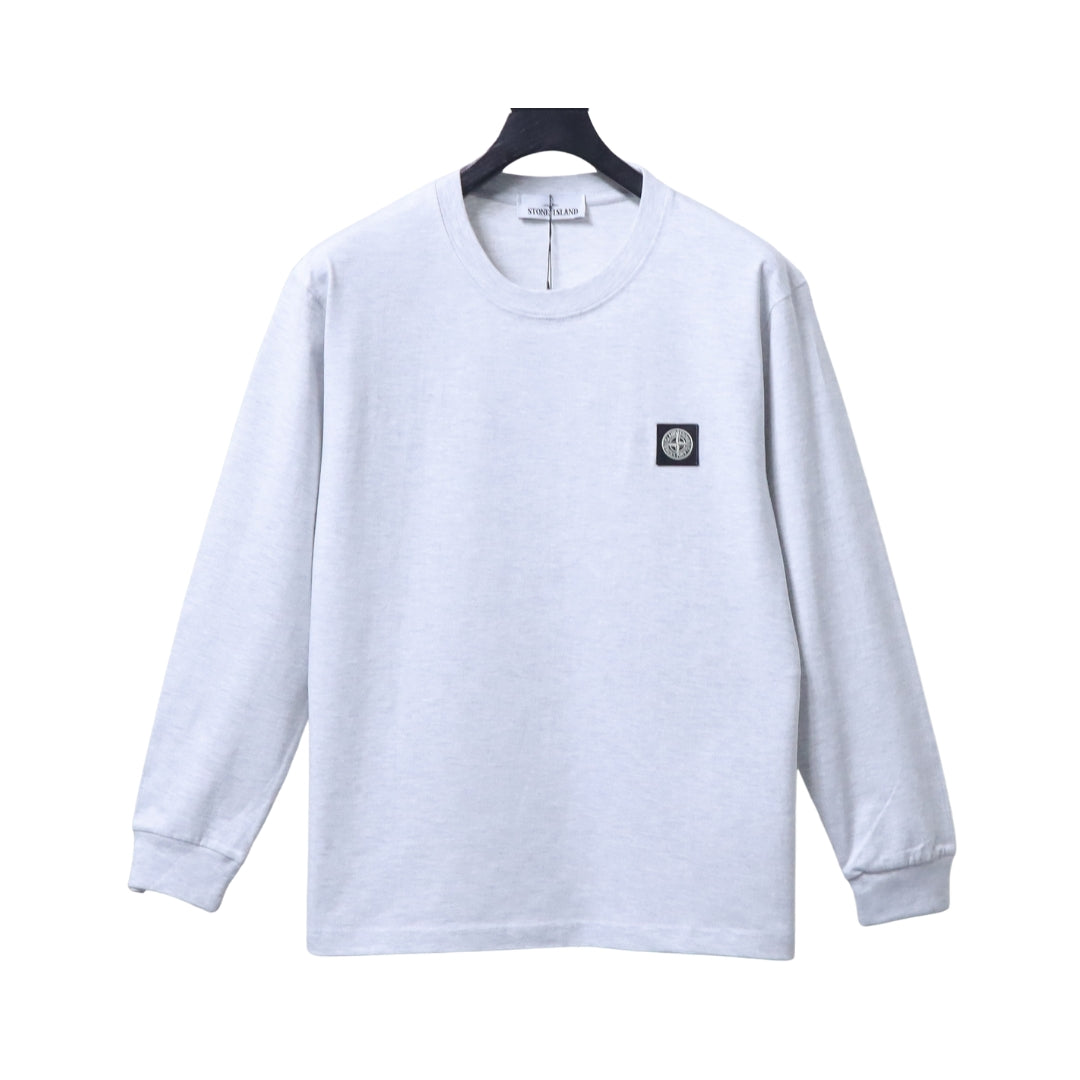 STONE ISLAND Maglia Grigio con Patch Compass