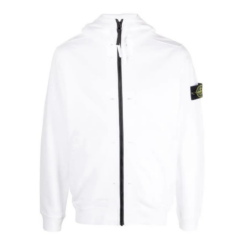 STONE ISLAND White zip hoodie