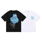 Trapstar Lighter Blue Flame Print Double Yarn Cotton T-Shirt
