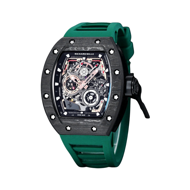 RICHARD MILLE Con Carbonio Nero E Cinturino In Gomma Verde