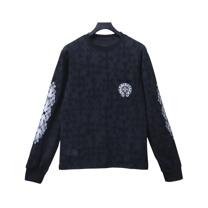CHROME HEARTS Maglia Nera con Logo Multicolore
