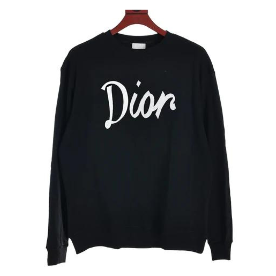 DIOR Black Embroidered Logo Round Neck Sweatshirt