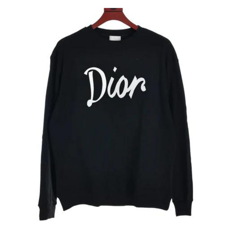 DIOR Black Embroidered Logo Round Neck Sweatshirt