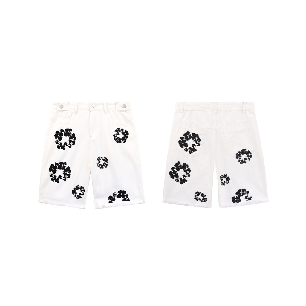 Denim Tears Cotton Ripped Shorts – Baggy Fit, Zip Up