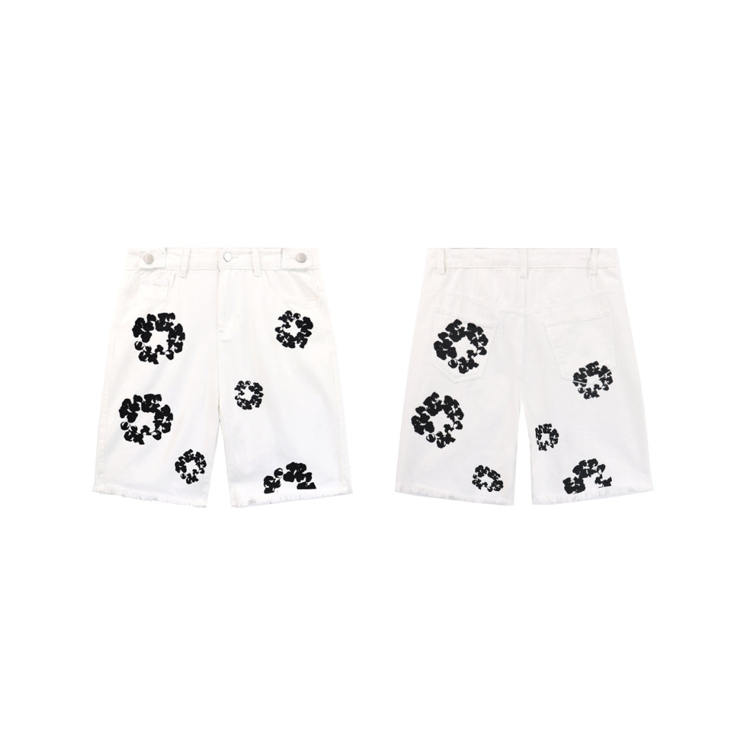 Denim Tears Cotton Ripped Shorts – Baggy Fit, Zip Up