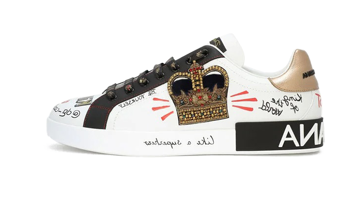 Dolce & Gabbana Portofino sneakers in printed nappa calfskin with patch White