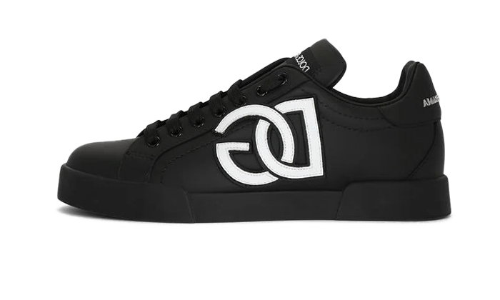 Dolce & Gabbana Calfskin Portofino sneakers with DG logo Black