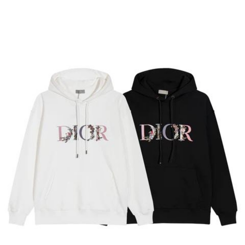 DIOR Cotton Flower Logo Hoodie in Black