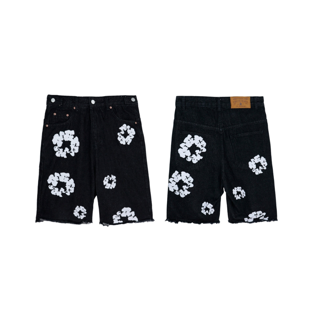 Denim Tears Cotton Ripped Shorts – Baggy Fit, Zip Up
