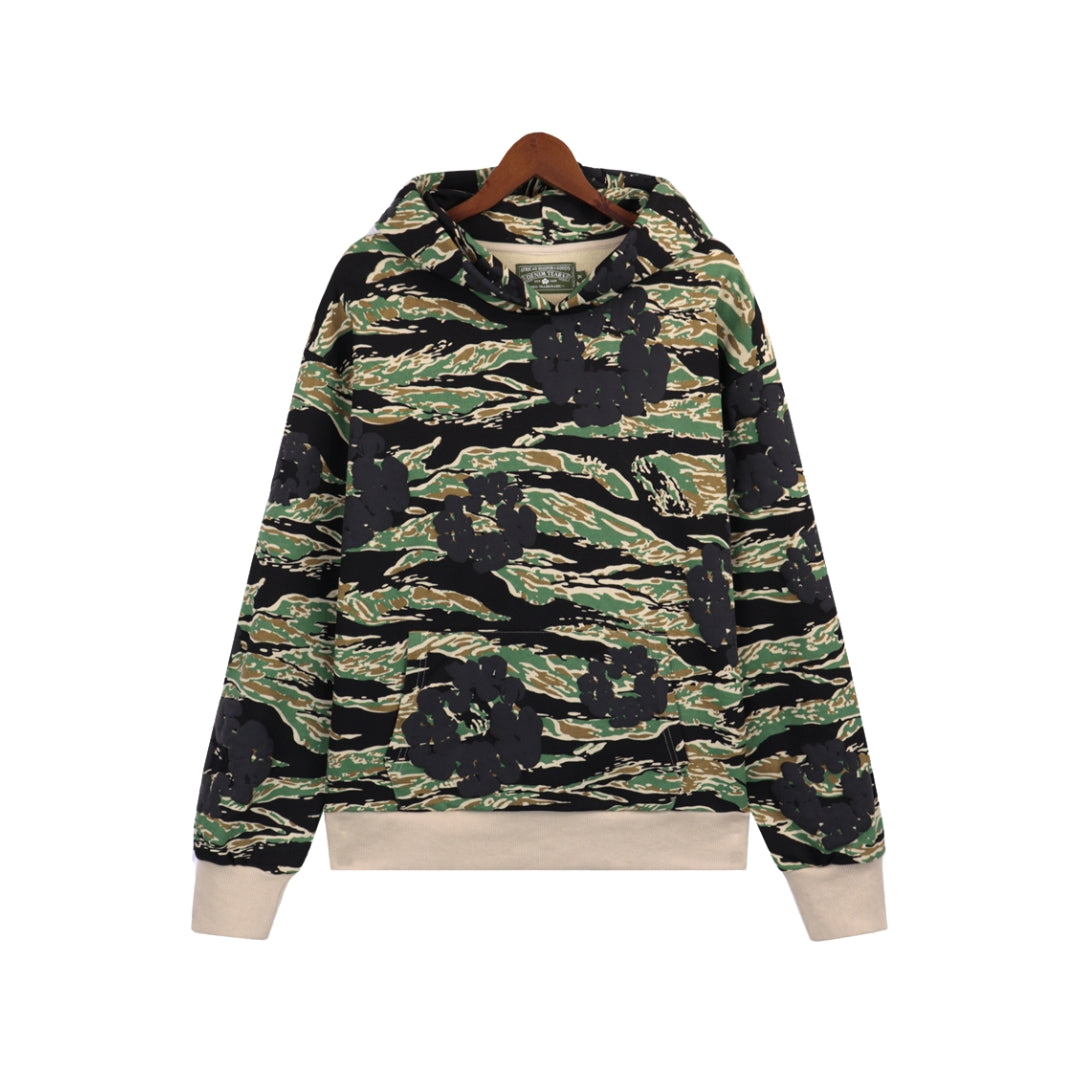 DENIM TEARS Kapok Cotton Ring Hoodie Green Camouflage