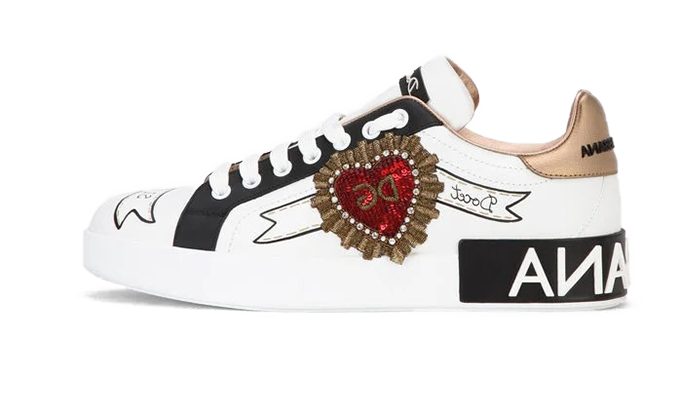 Dolce & Gabbana Calfskin Portofino sneakers with embroidery White