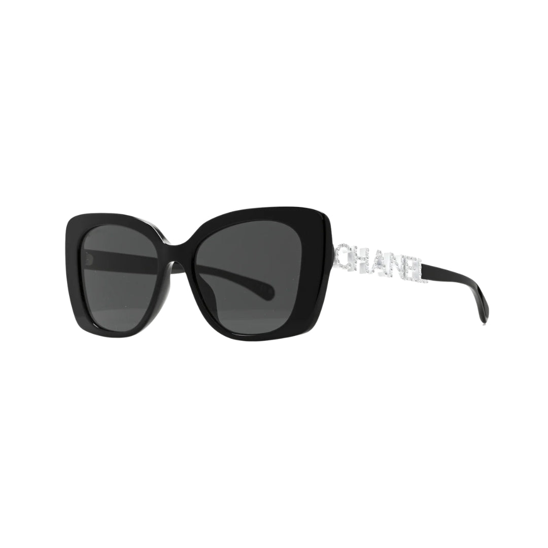 CHANEL Occhiali Da Sole Quadrati Con Strass Bianchi