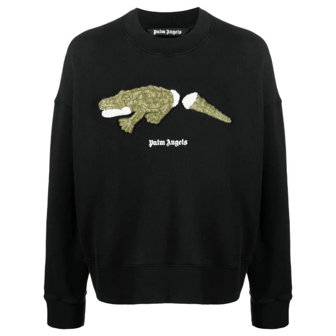 PALM ANGELS Black Croco Sweatshirt