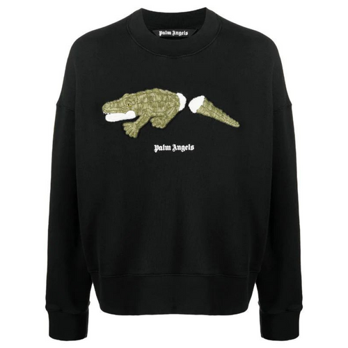 PALM ANGELS Black Croco Sweatshirt