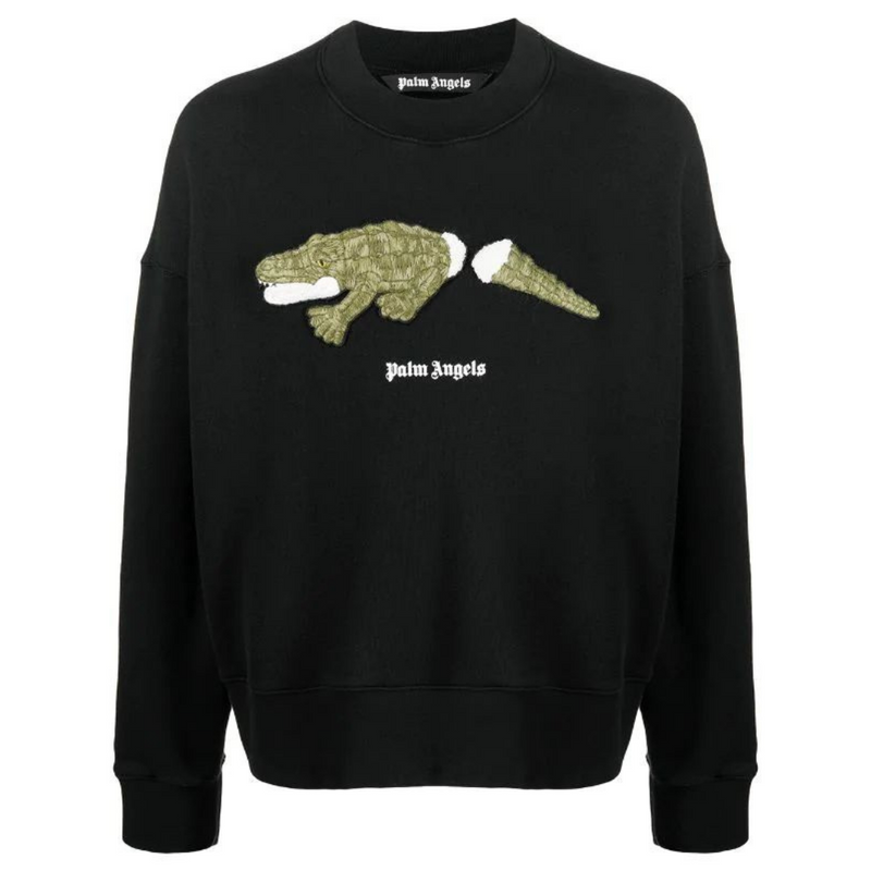 PALM ANGELS Black Croco Sweatshirt