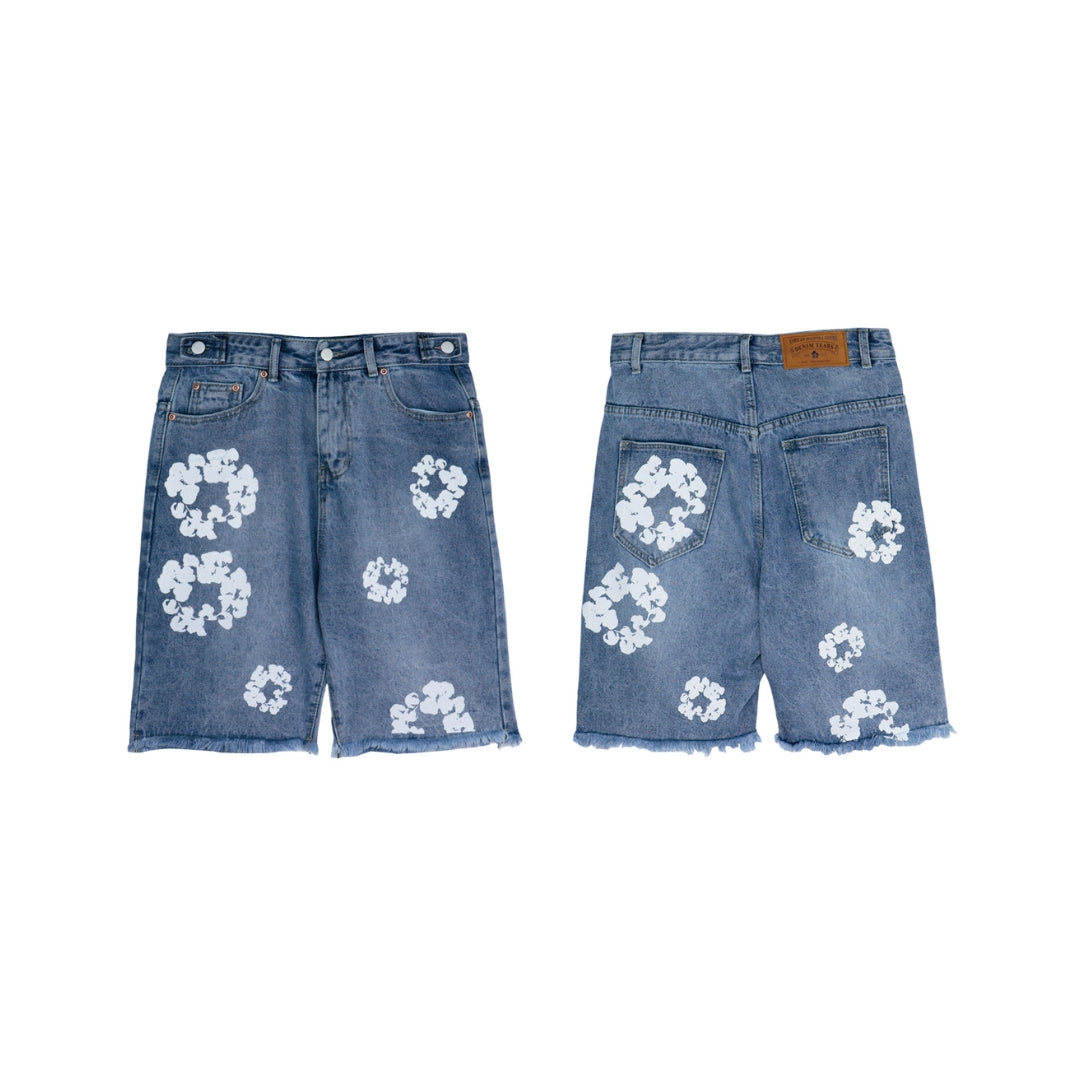 Denim Tears Cotton Ripped Shorts – Baggy Fit, Zip Up